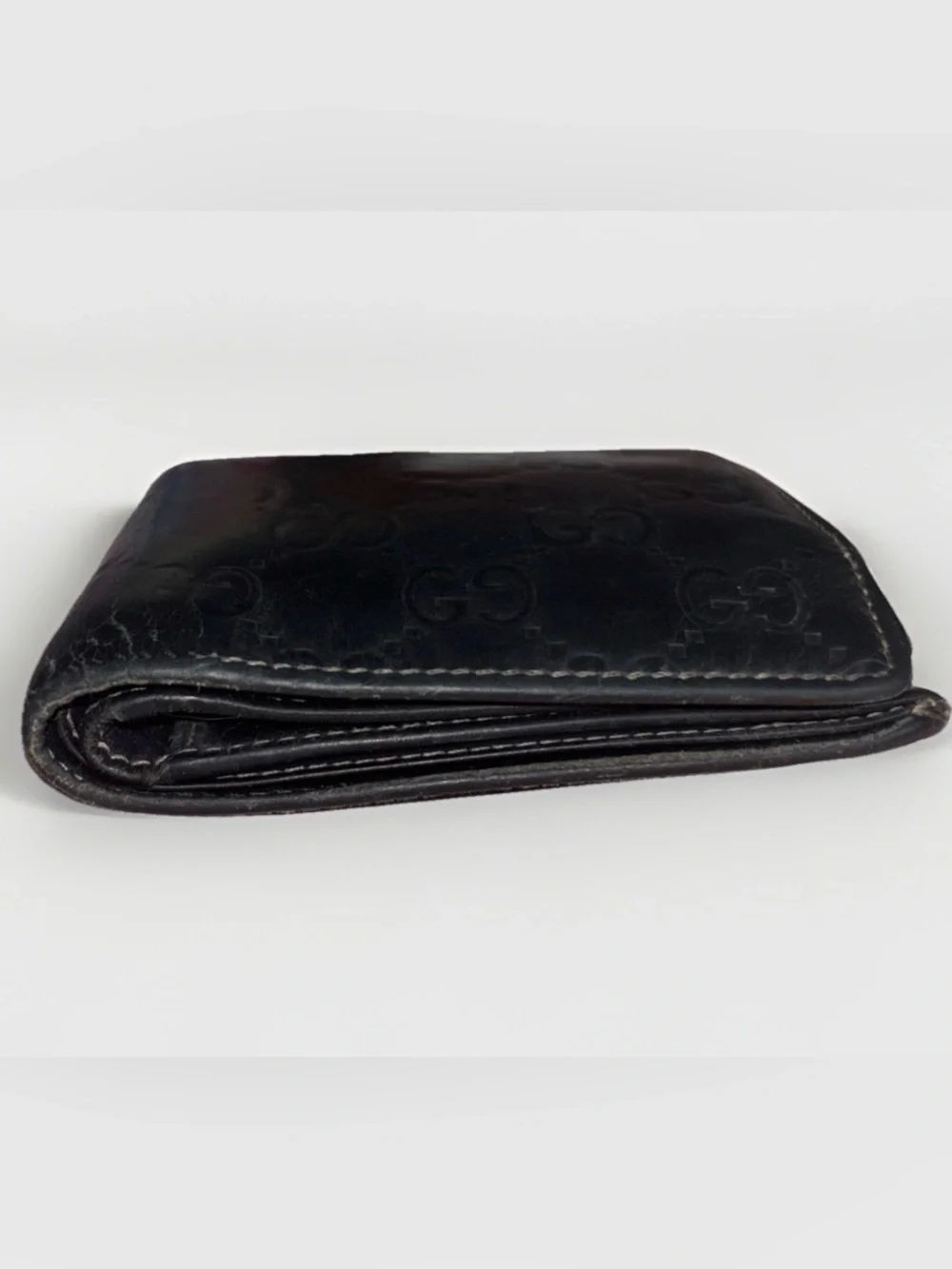 Gucci Black Embossed Leather Money Clip Wallet